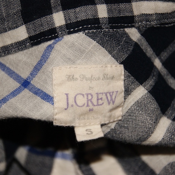 J.CREW Navy Blue Plaid Gauze Popover Shirt - Picture 7 of 8